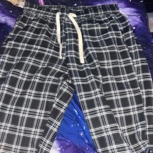 Black and white plaid pajama pants